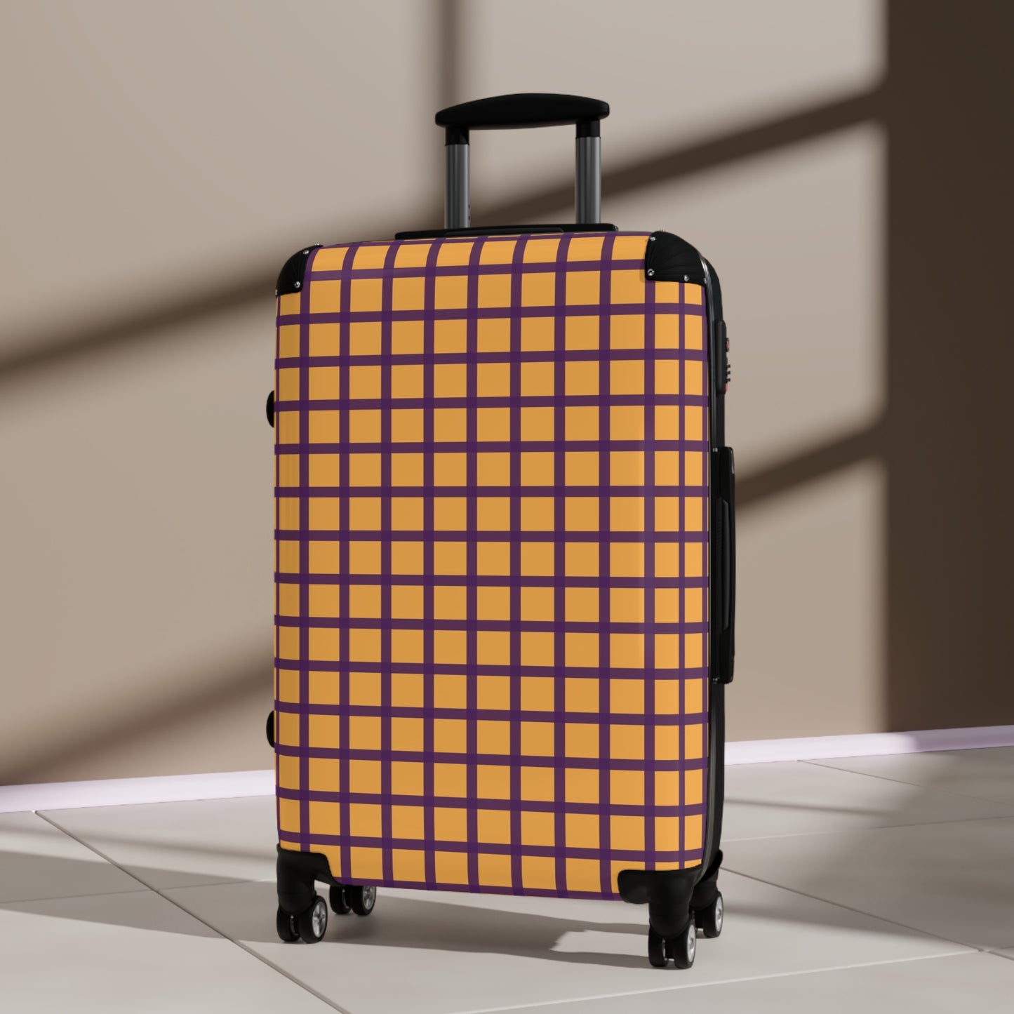 Gold & Purple Gingham Suitcase