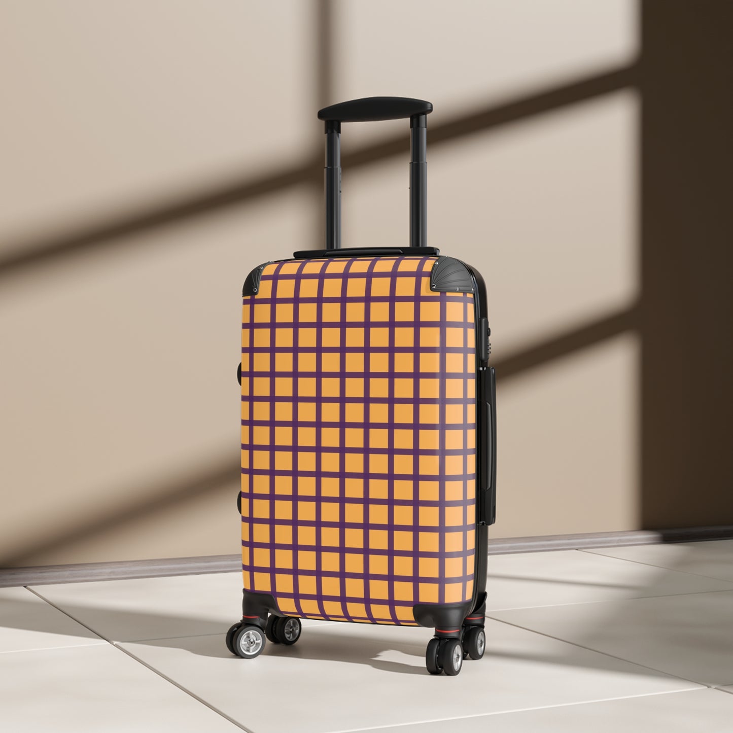 Gold & Purple Gingham Suitcase