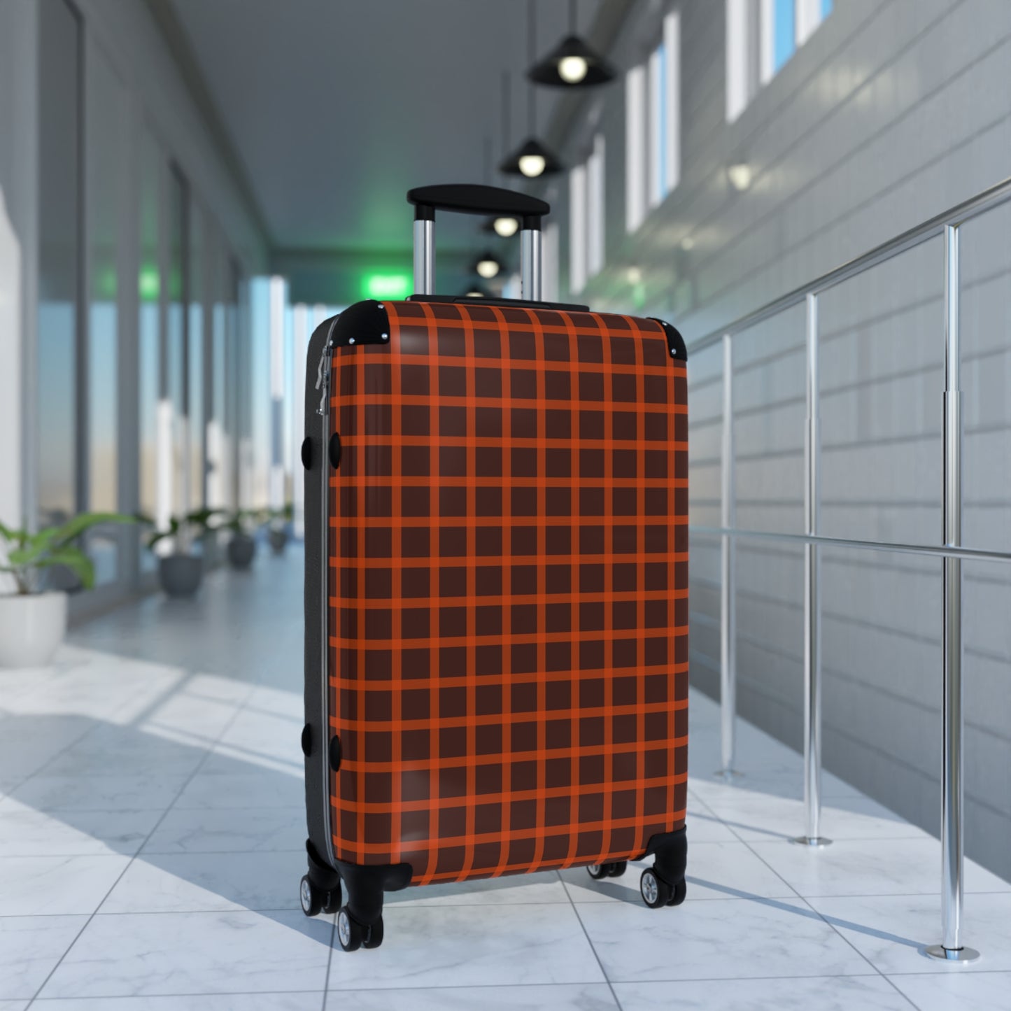 Brown & Orange Gingham Suitcase