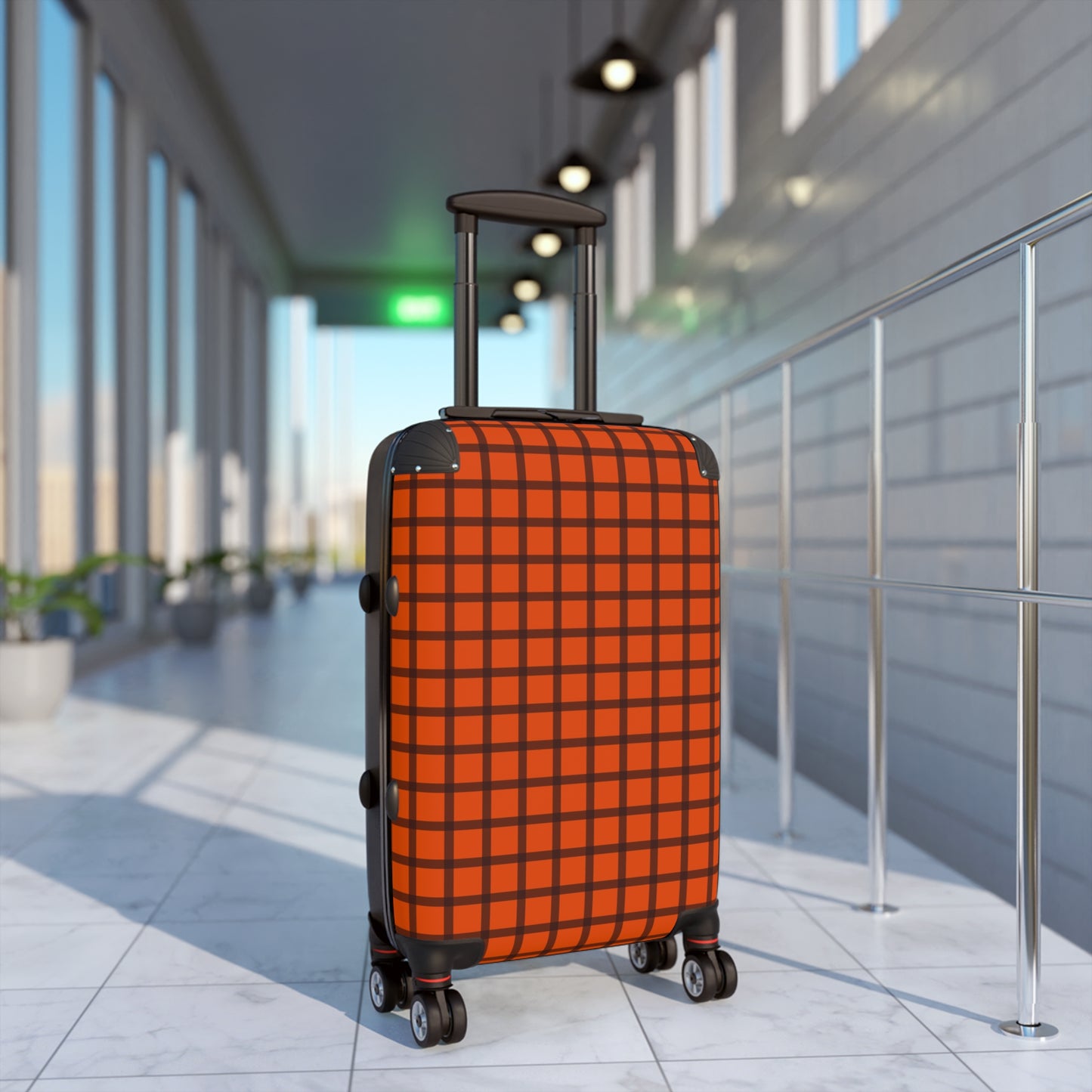 Orange & Brown Gingham Suitcase