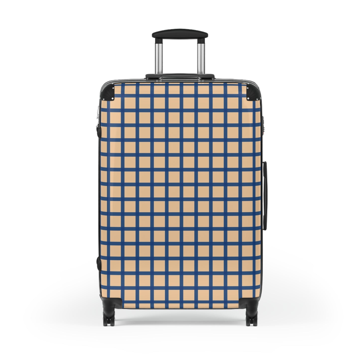 Tan & Blue Gingham Suitcase