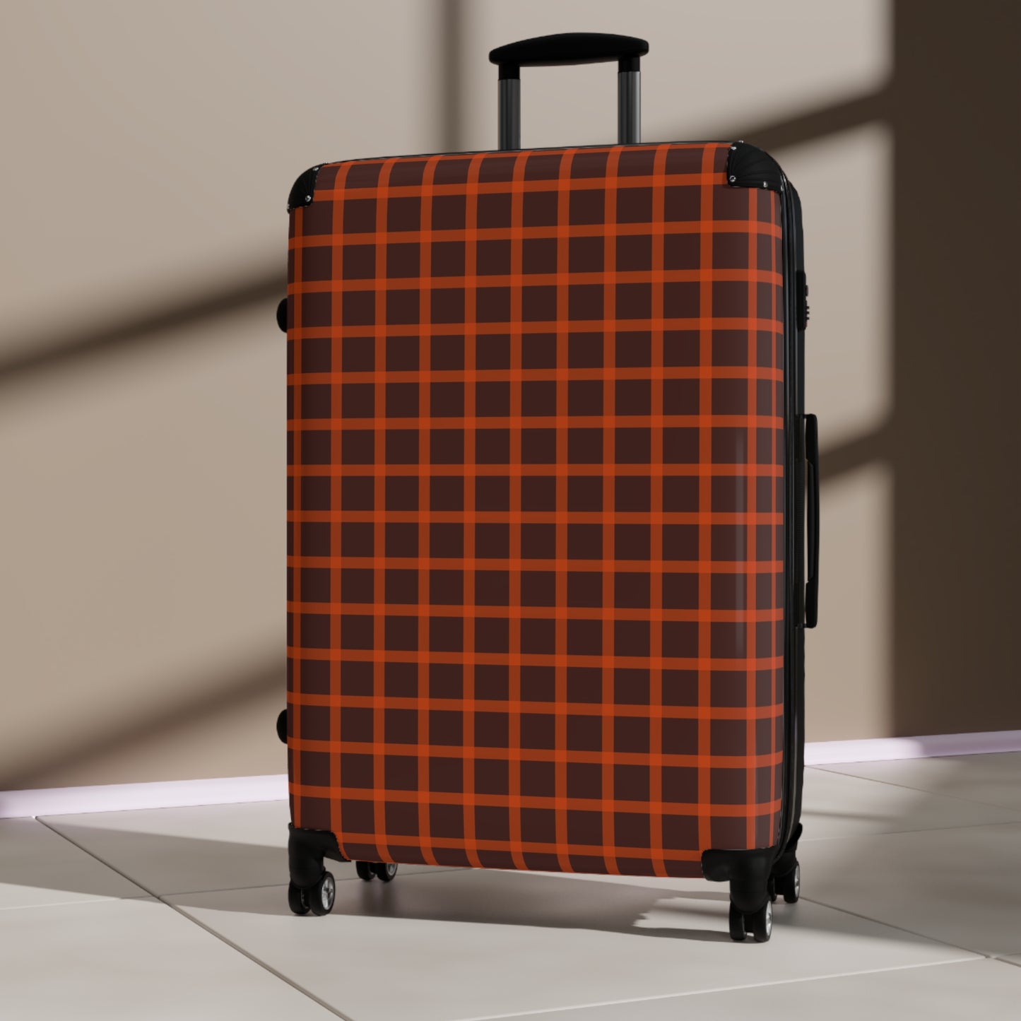 Brown & Orange Gingham Suitcase
