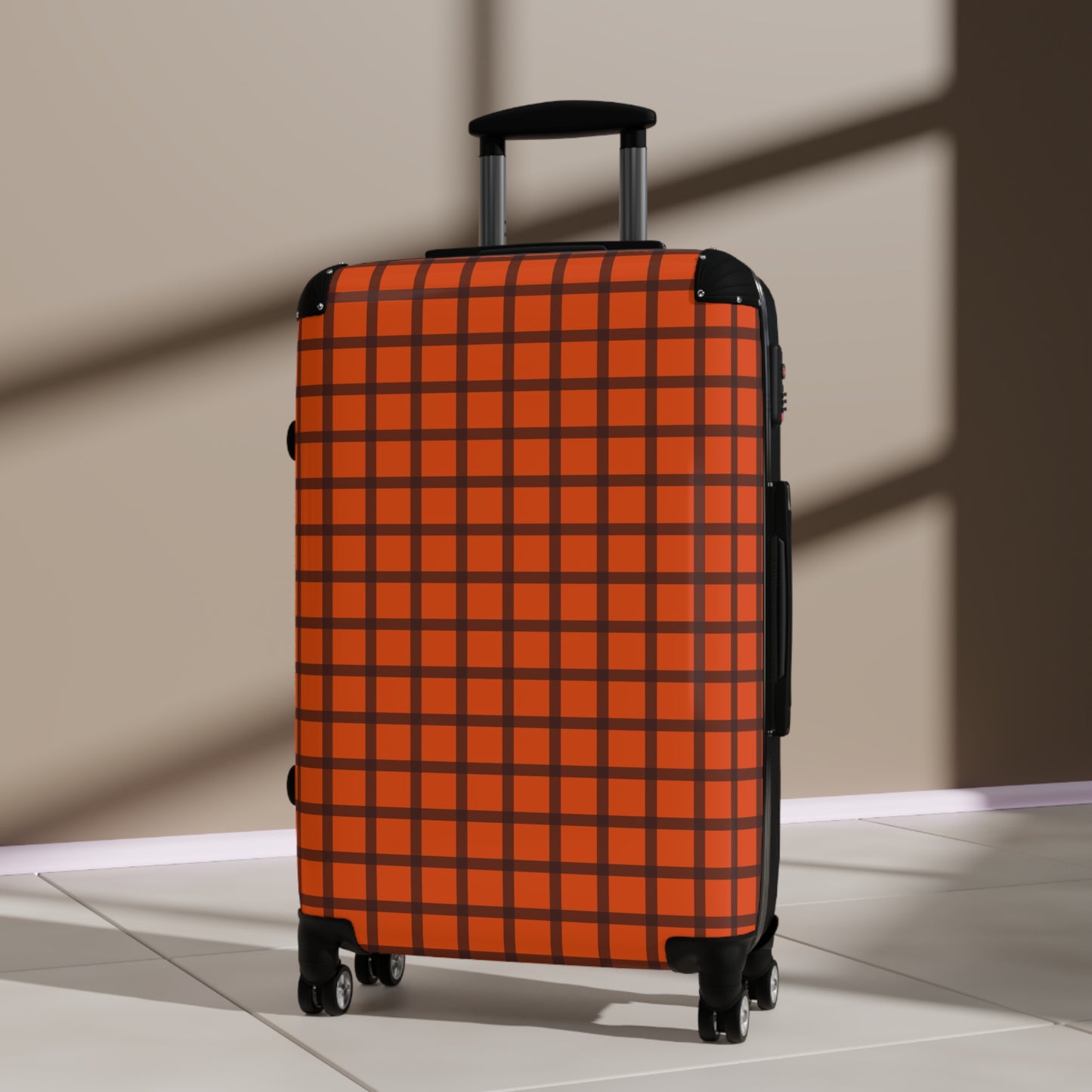 Orange & Brown Gingham Suitcase