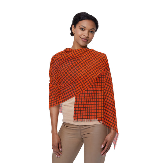 Orange & Brown Gingham Lightweight Scarf
