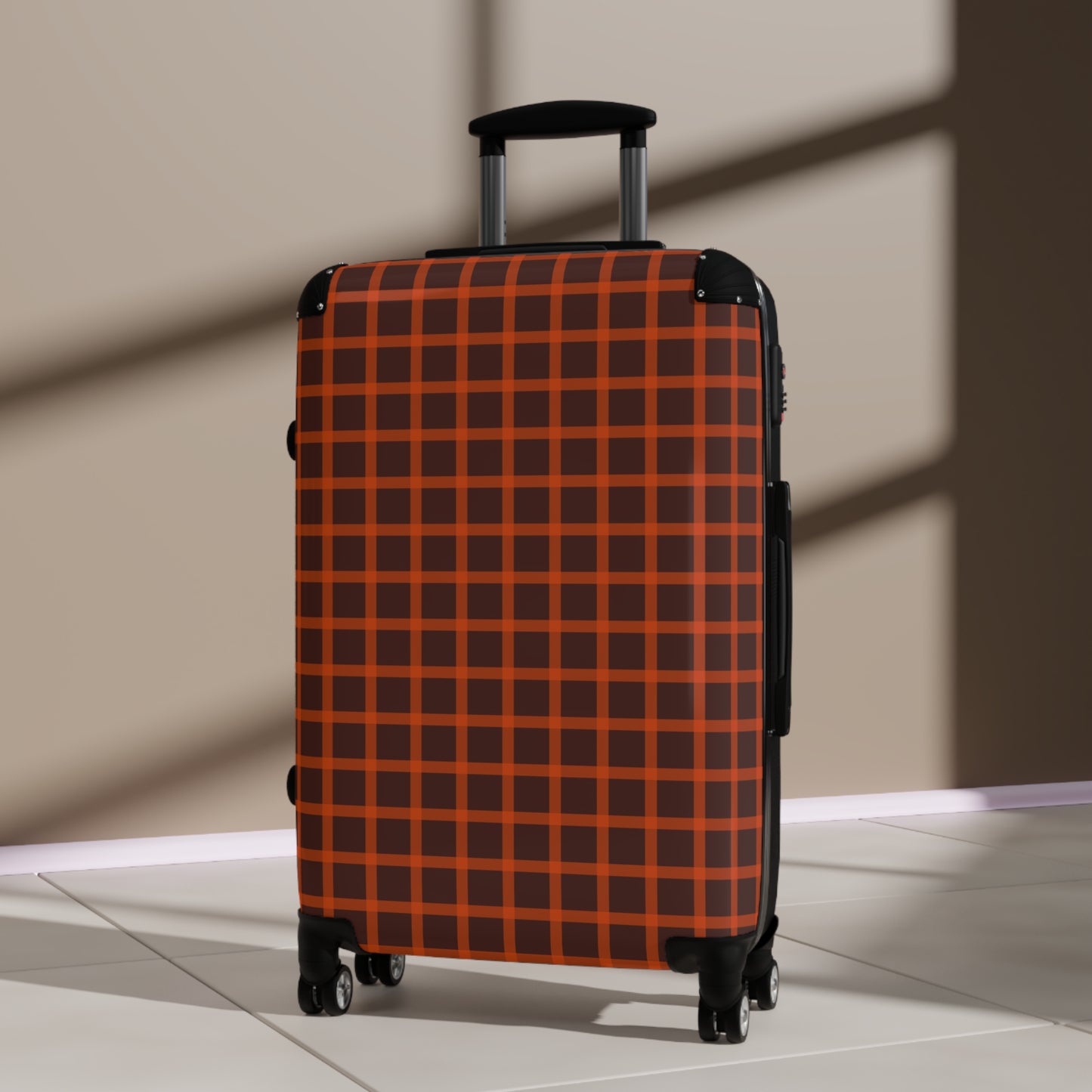 Brown & Orange Gingham Suitcase