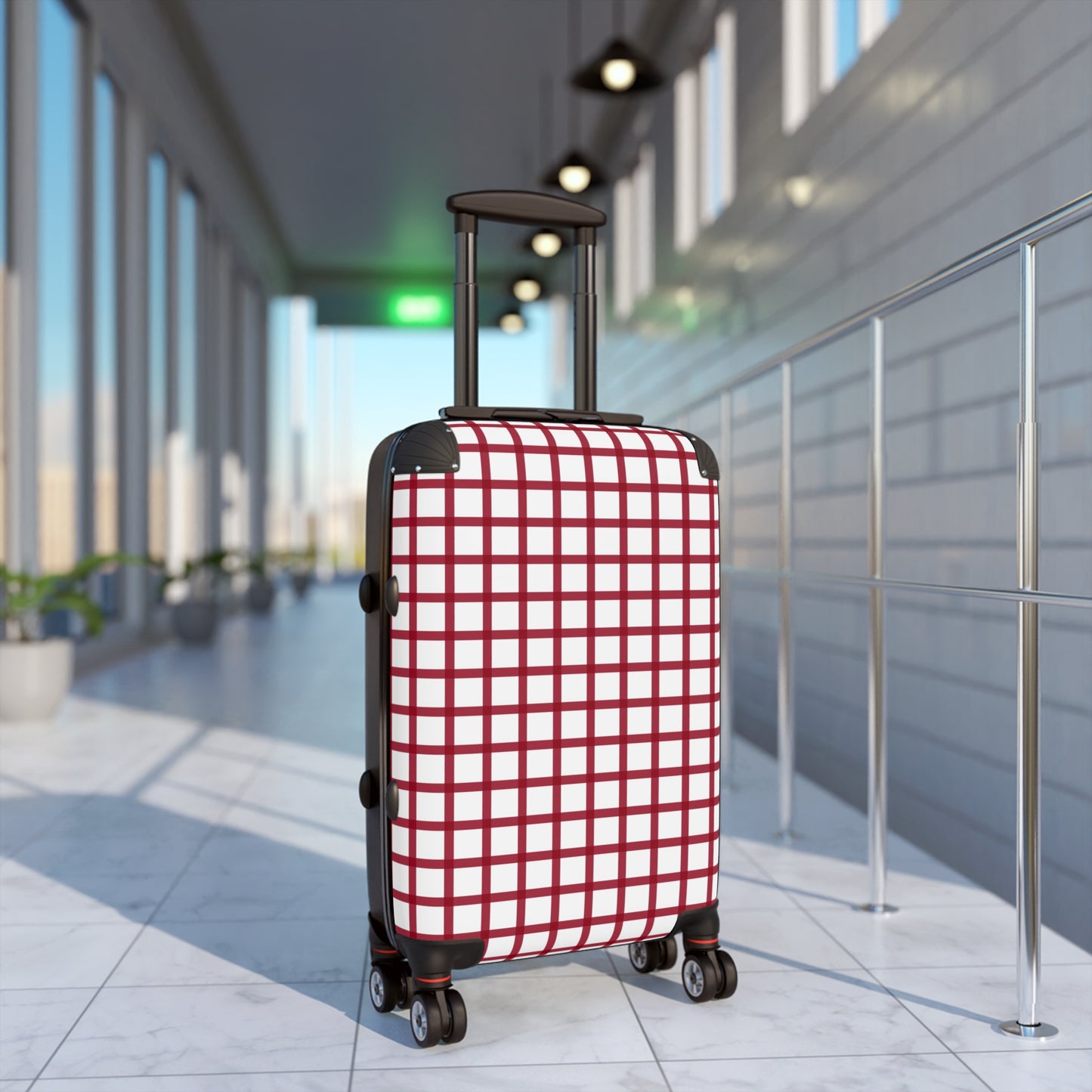 White & Red Gingham Suitcase