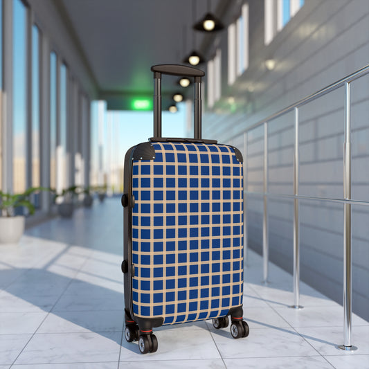 Blue & Tan Gingham Suitcase