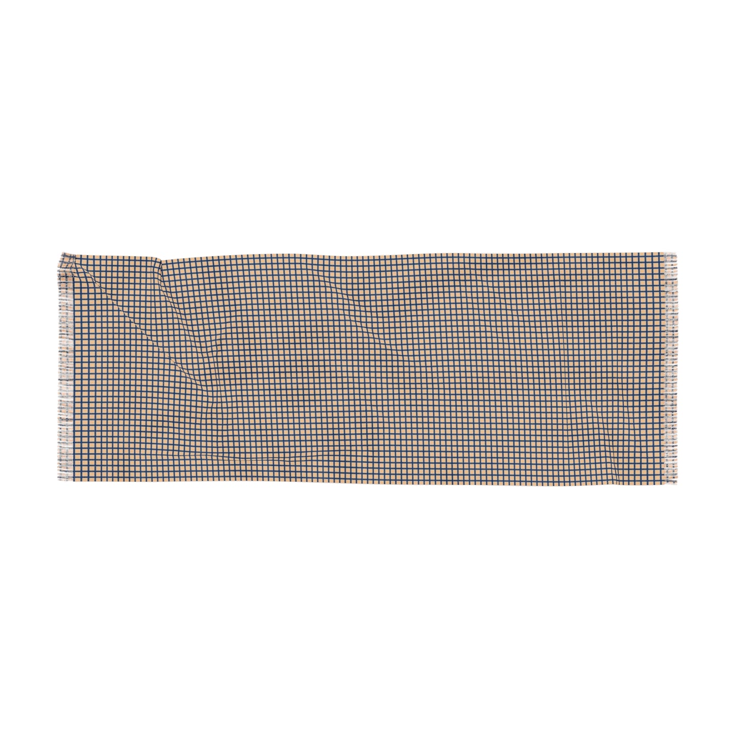 Tan & Blue Gingham Lightweight Scarf