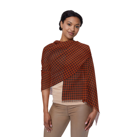 Brown & Orange Gingham Lightweight Scarf