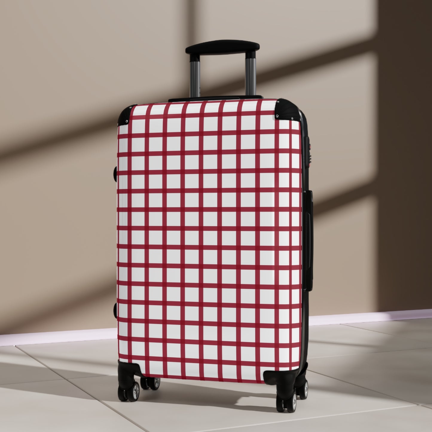 White & Red Gingham Suitcase