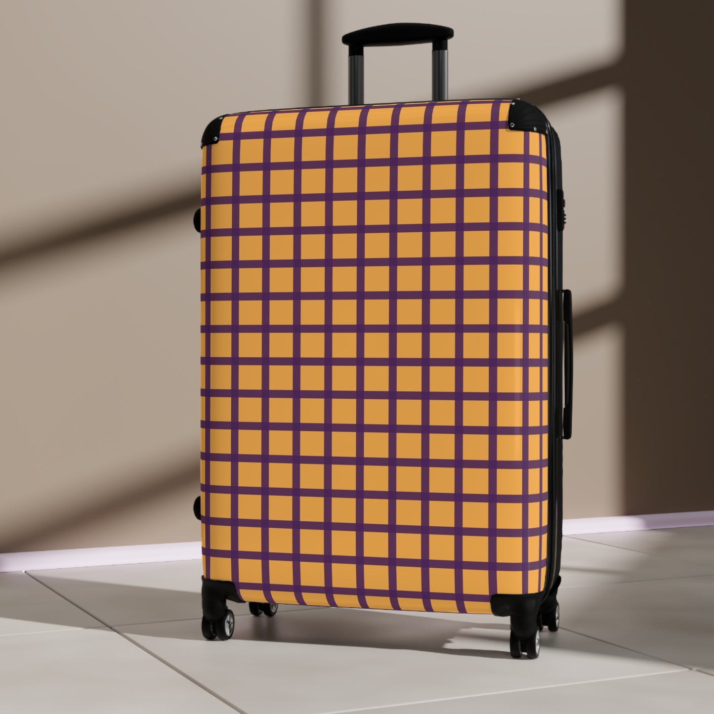 Gold & Purple Gingham Suitcase