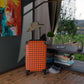 Orange & Brown Gingham Suitcase