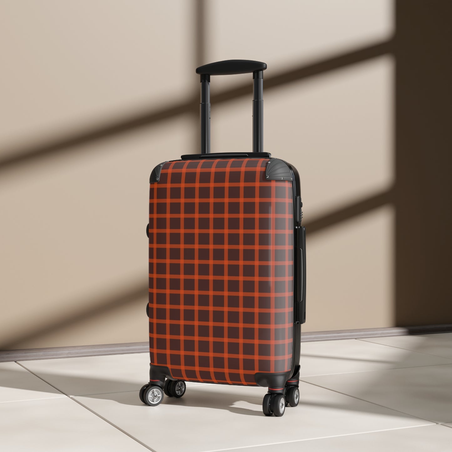 Brown & Orange Gingham Suitcase