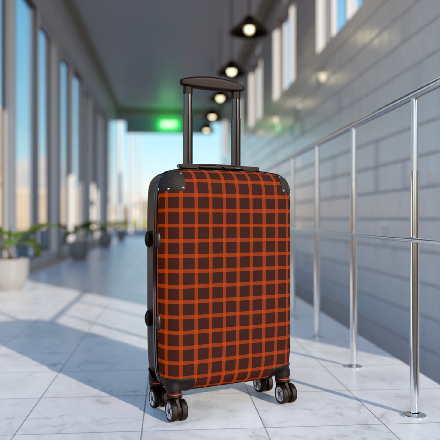 Brown & Orange Gingham Suitcase