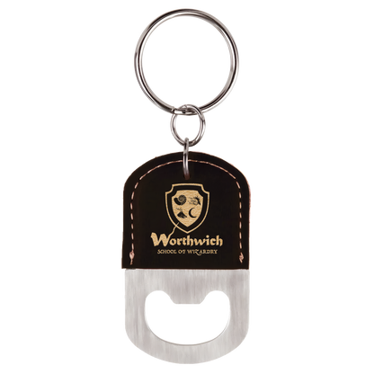 Oval Leatherette Bottle Opener Keychain