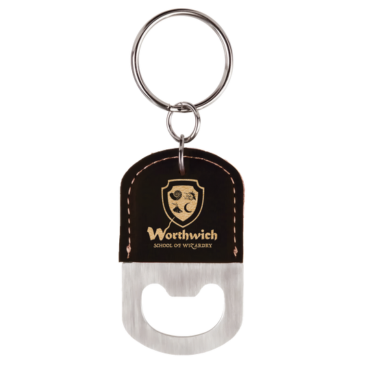 Oval Leatherette Bottle Opener Keychain