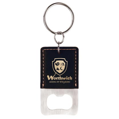 Rectangle Leatherette Bottle Opener Keychain