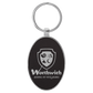 Oval Leatherette and Metal Keychain