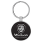 Round Leatherette and Metal Keychain