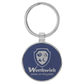 Round Leatherette and Metal Keychain