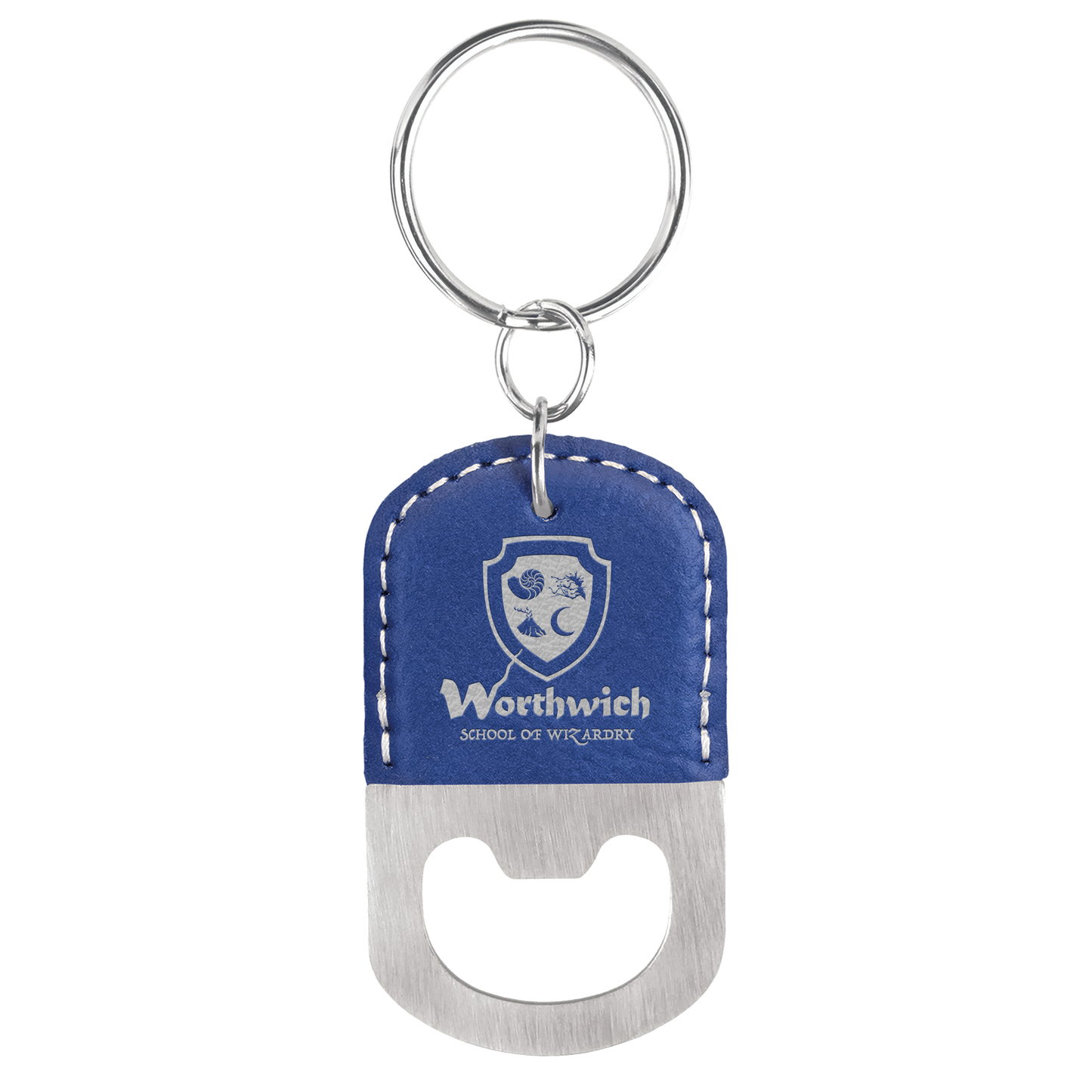 Oval Leatherette Bottle Opener Keychain