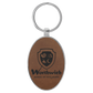 Oval Leatherette and Metal Keychain