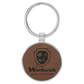 Round Leatherette and Metal Keychain