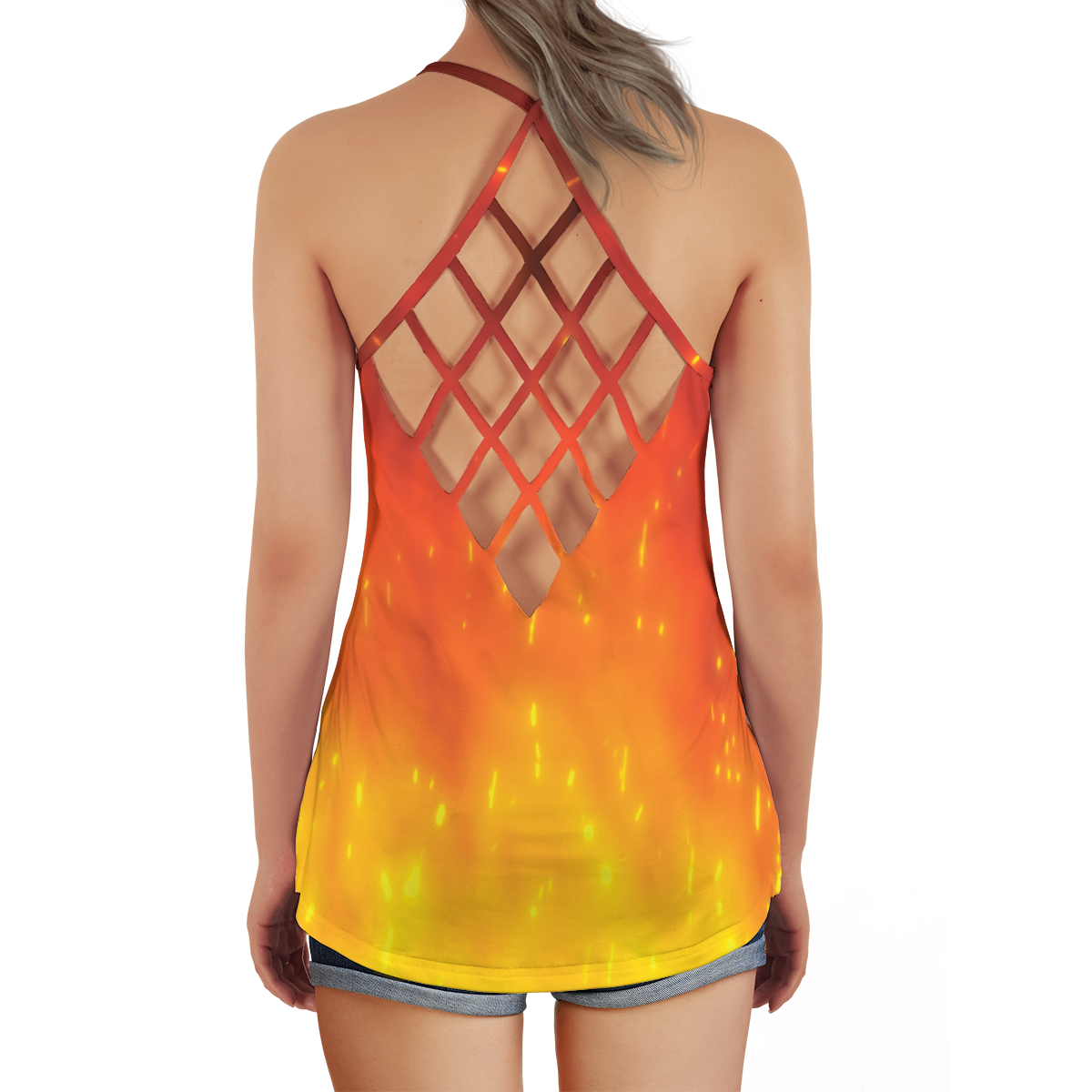 Fiery Crisscross Back Tank Top