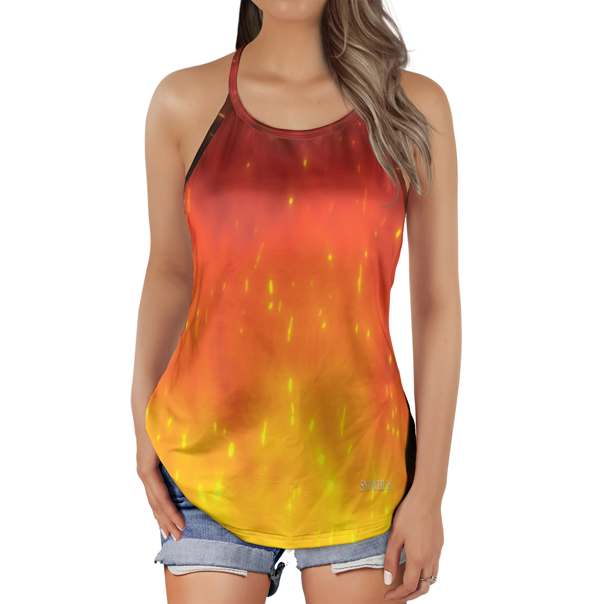 Fiery Crisscross Back Tank Top