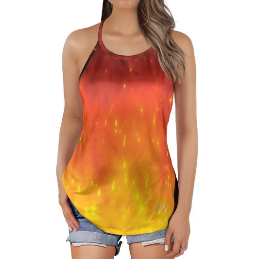 Fiery Crisscross Back Tank Top