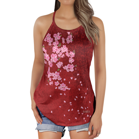Flowery Crisscross Back Tank Top
