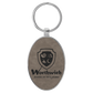 Oval Leatherette and Metal Keychain