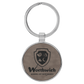 Round Leatherette and Metal Keychain
