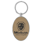 Oval Leatherette and Metal Keychain