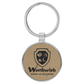Round Leatherette and Metal Keychain