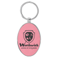 Oval Leatherette and Metal Keychain