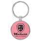 Round Leatherette and Metal Keychain