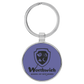 Round Leatherette and Metal Keychain