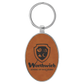 Oval Leatherette and Metal Keychain