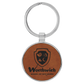 Round Leatherette and Metal Keychain