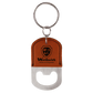Oval Leatherette Bottle Opener Keychain