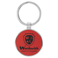 Round Leatherette and Metal Keychain