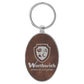 Oval Leatherette and Metal Keychain