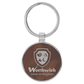 Round Leatherette and Metal Keychain