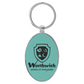 Oval Leatherette and Metal Keychain