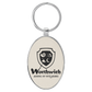 Oval Leatherette and Metal Keychain