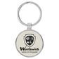 Round Leatherette and Metal Keychain