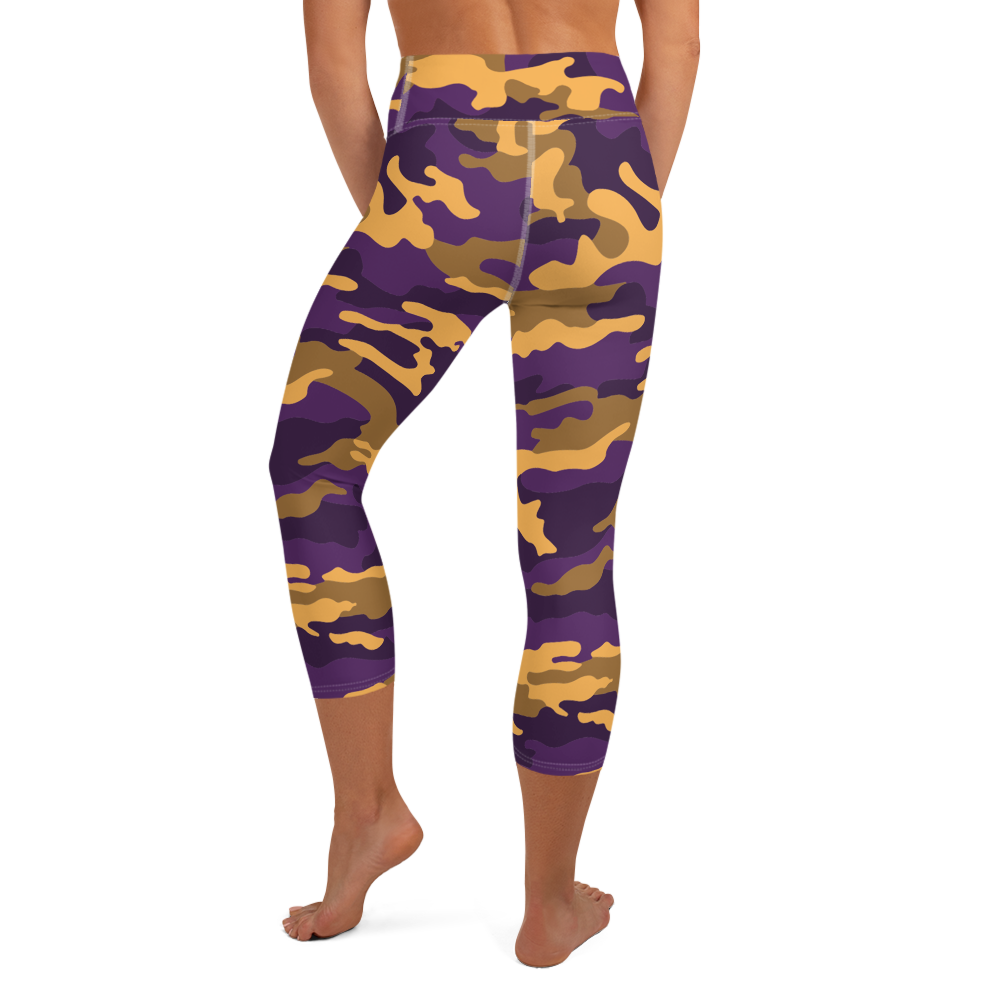 Purple Camo Yoga Capri Leggings