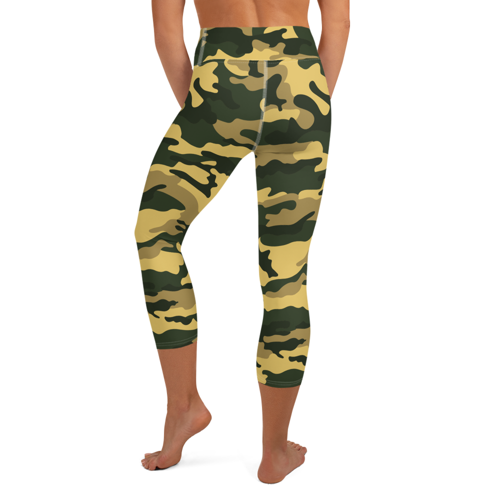 Green Camo Yoga Capri Leggings