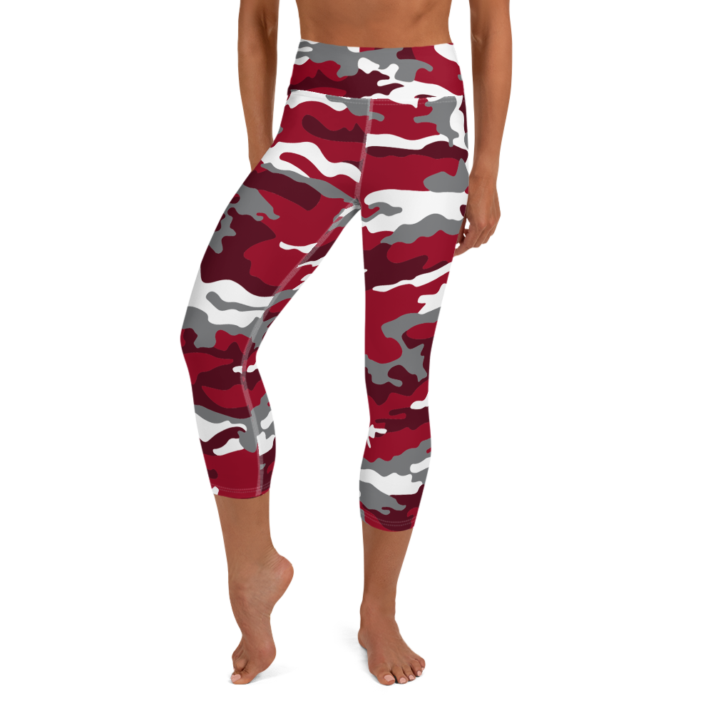 Red Camo Yoga Capri Leggings
